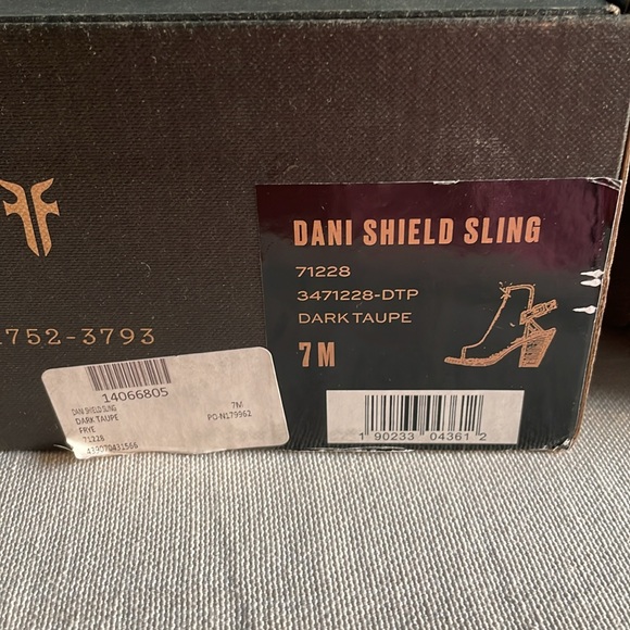 Chocolate suede open toe bootie Frye dani shield sling - Picture 3 of 3